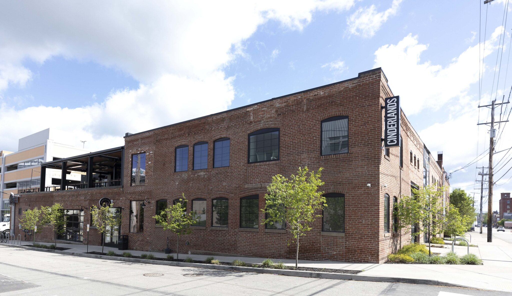 The brick Cinderlands Warehouse building on Smallman Street